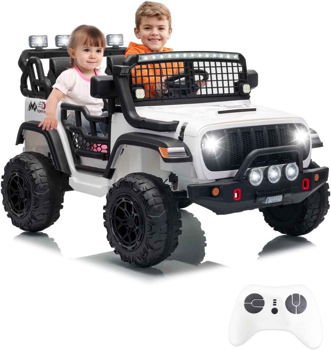 24V 2-Seater Electric Ride-On Car, 2x200W Motors, Parent Remote Control, 4-Wheel Shock Absorbers, 1.8-4 MPH, Bluetooth, LED Lights, 132 Lbs