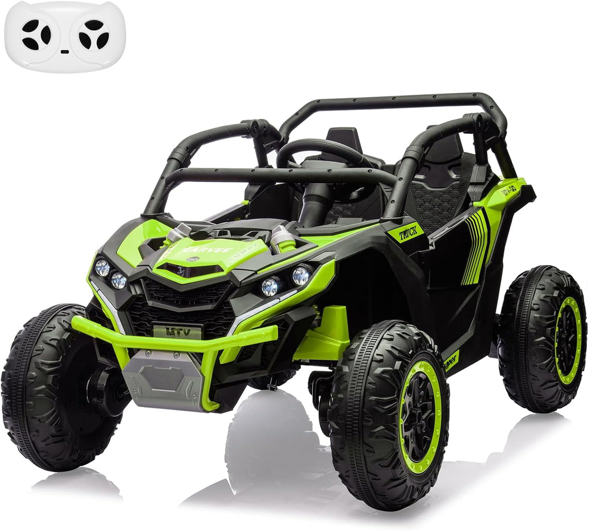 24V 2-Seater Ride On UTV for teens. Remote Control. 4x200W Motors. Bluetooth Music. LED Lights. 3 Speeds. . Safety Belt. All-Terrain Electric Vehicle,Rose Red