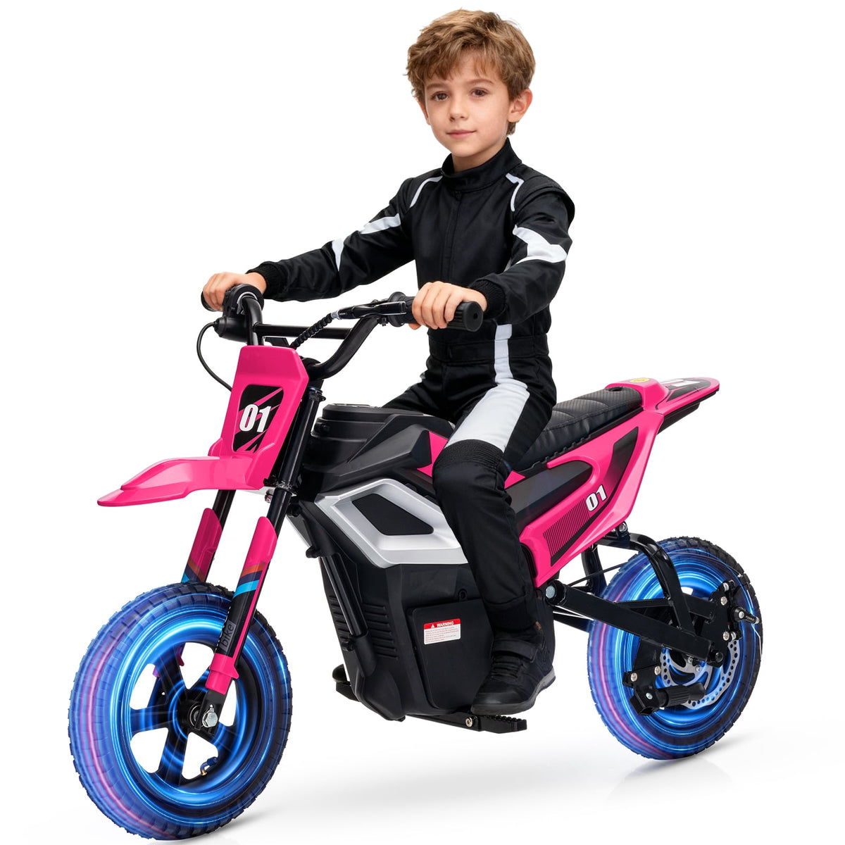 24V 350W Electric Dirt Bike for Kids - 13.7 MPH Max Speed, 12 Mile Range, Rear Suspension, Twist Grip Throttle, Key Start, Hand Brake - Built-in Music & wireless, Ride-On Motorcycle Toy, Red