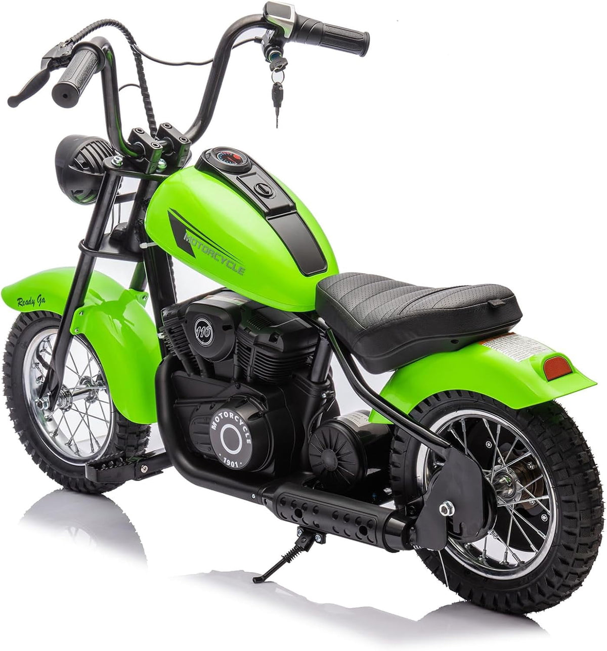24V Electric Dirt Bike, 250W Motorized Motorcycle with LED Light, Leather Seat, 2 Speeds up to 14 MPH, Up to 60 Minutes Runtime,Green