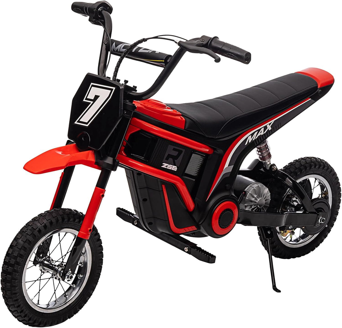 24V Electric Dirt Bike, 3-Speed Off-Road Motorcycle up to 14.29 MPH, Dual Suspension, Hydraulic Front Fork, Steel Frame, 135 lbs Capacity