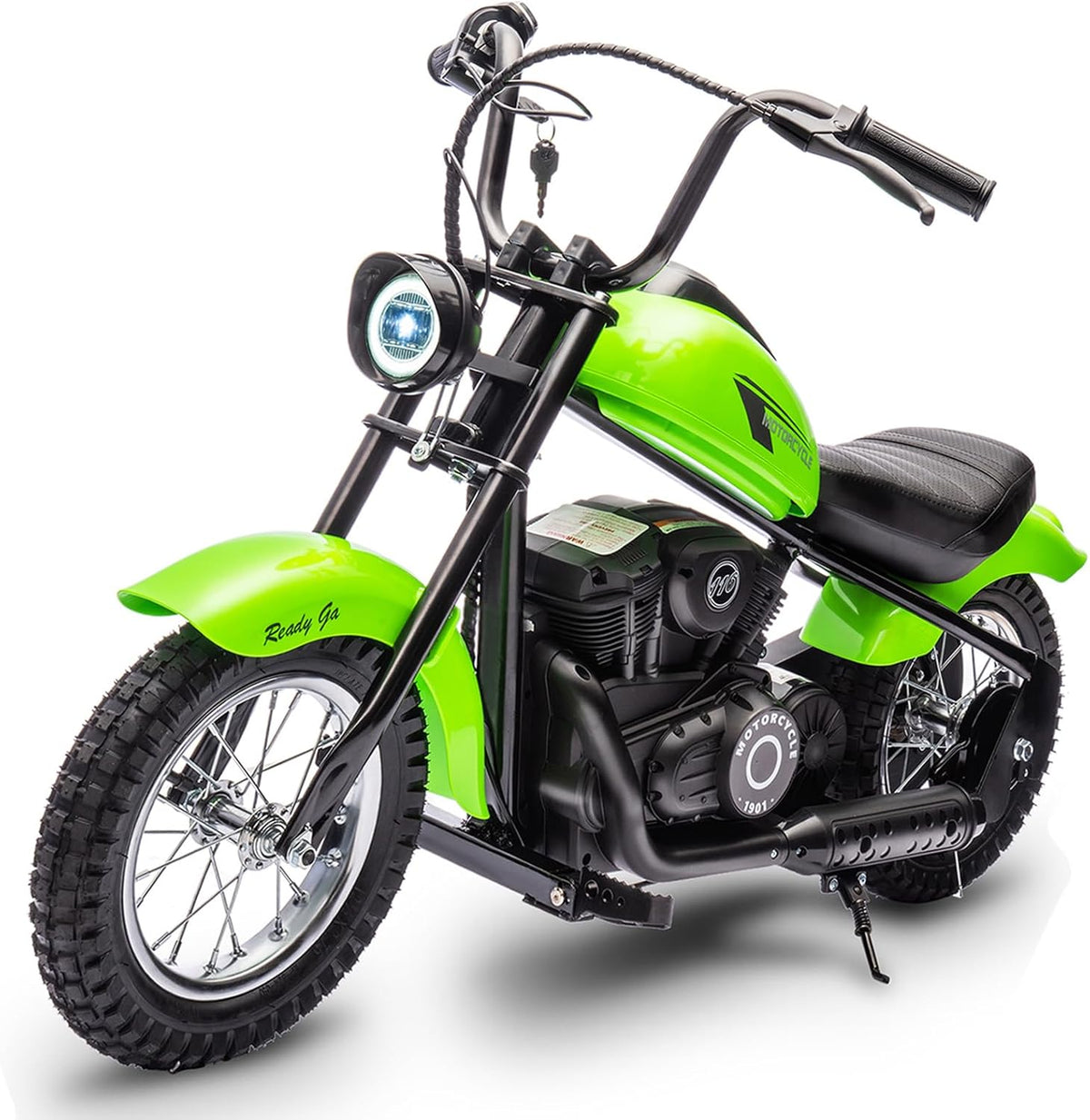 24V Electric Dirt Bike, 300W Chain-Driven Motor, Up to 15 MPH, 2-Speed, 10-Mile Range, 12" Air-Filled Rubber Tires, Leather Seat, Hand Brake, LED Lights, 150 Lbs