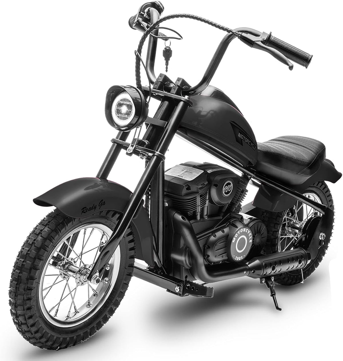 24V Electric Dirt Bike, 300W Chain-Driven Motor, Up to 15 MPH, 2-Speed, 10-Mile Range, 12" Air-Filled Rubber Tires, Leather Seat, Hand Brake, LED Lights, 150 Lbs