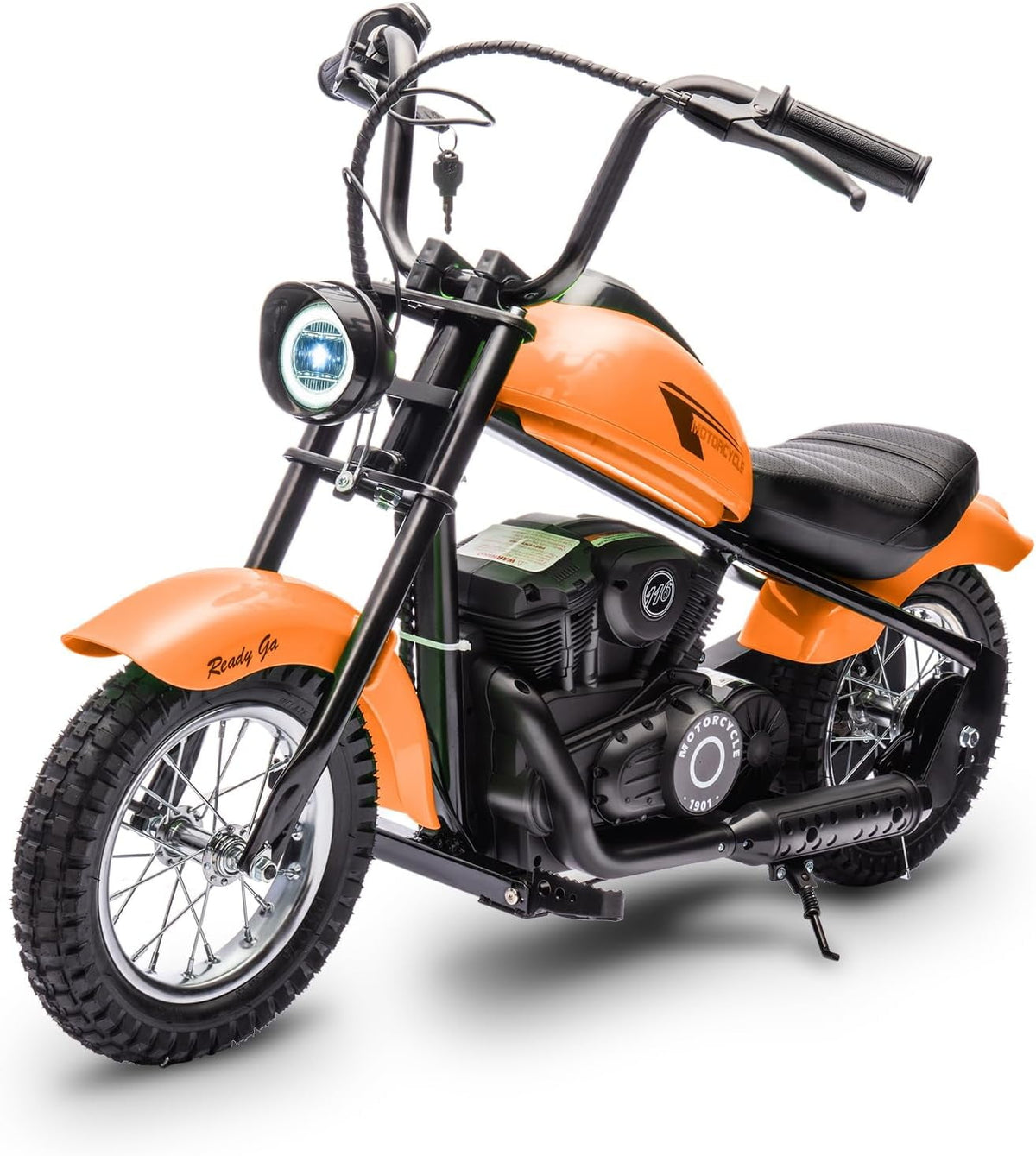 24V Electric Dirt Bike, 300W Chain-Driven Motor, Up to 15 MPH, 2-Speed, 10-Mile Range, 12" Air-Filled Rubber Tires, Leather Seat, Hand Brake, LED Lights, 150 Lbs