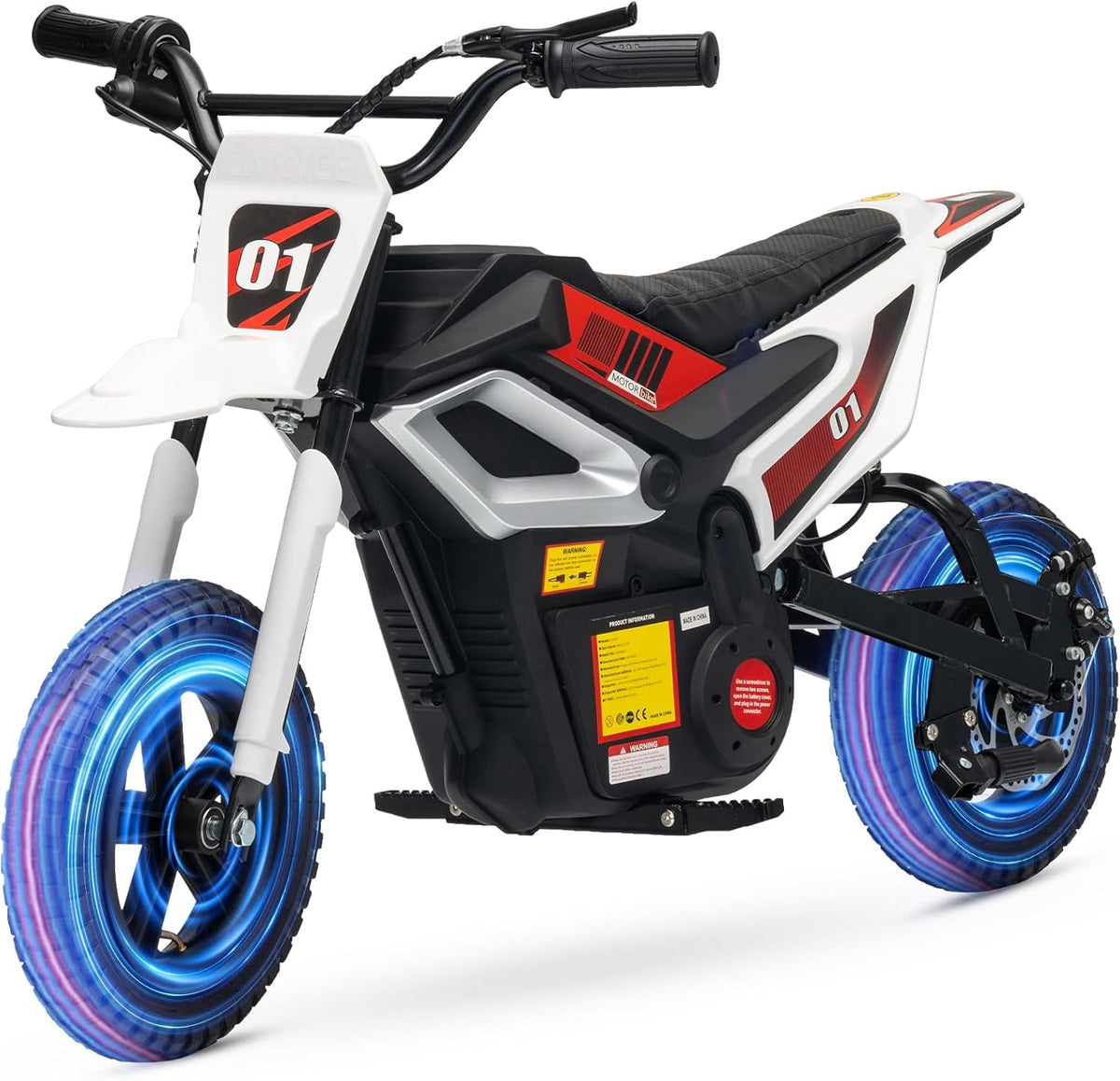 24V Electric Dirt Bike, 350W Ride-On Motorcycle with Rear Suspension, Twist-Grip Throttle, 12-Inch Rubber Tires, 13.67 MPH, 132 Lbs