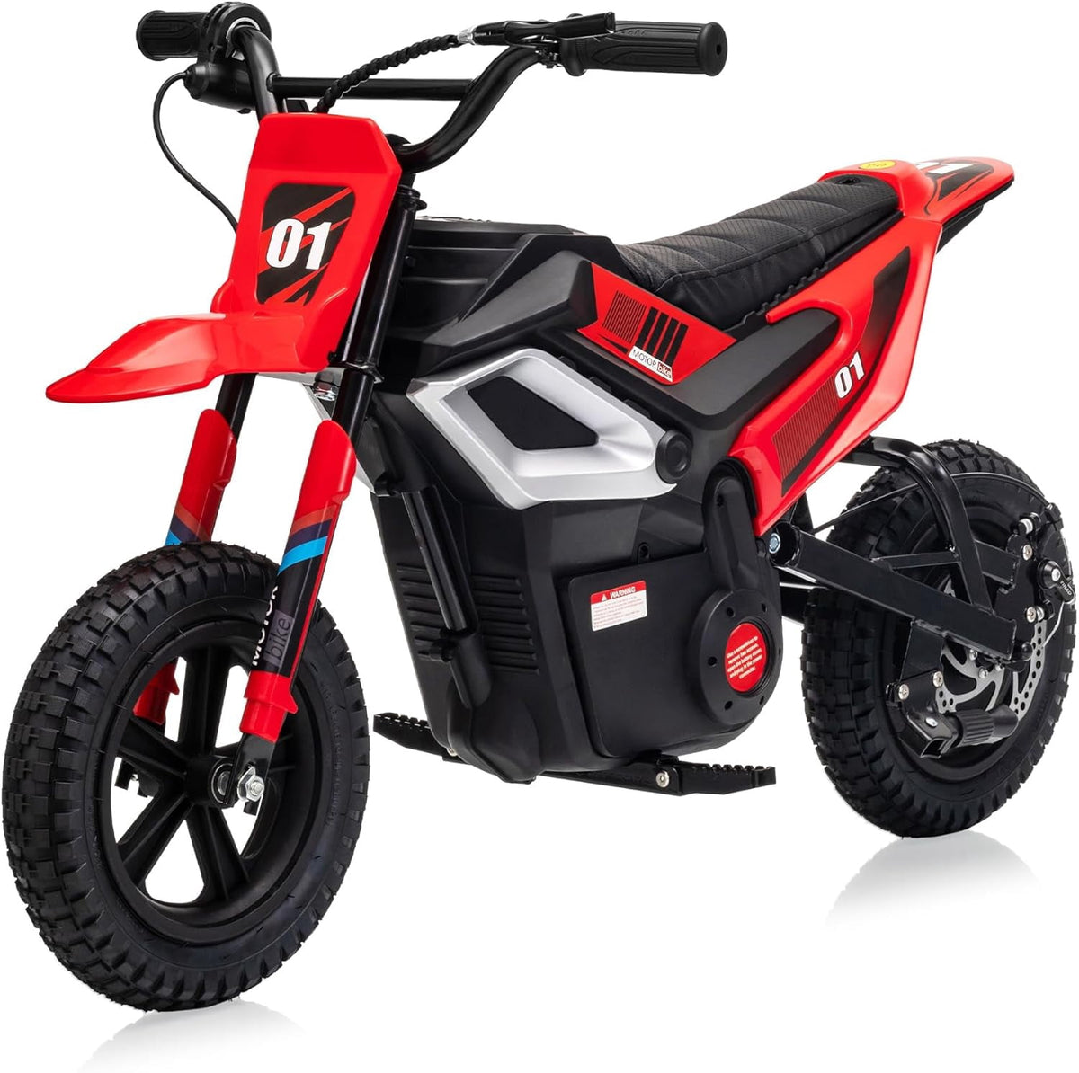 24V Electric Dirt Bike, 350W Ride-On Motorcycle with Rear Suspension, Twist-Grip Throttle, 12-Inch Rubber Tires, 13.67 MPH, 132 Lbs