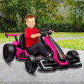 24V Electric Drift Go Kart, Dual 300W Motor Racing Car with Drift & Sport Modes, Adjustable Length, LED Lights, EVA Tires, Up to 8.5MPH, Outdoor Ride On Racing Kart,Rose Red