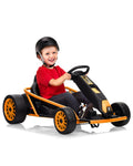24V Electric Go Kart for Kids 8-12 - Dual 300W Motors, 9Ah Battery, 8MPH High-Speed Drifting, Slow Start, Full Metal Frame, Music, Horn, Power Display, Max Load 155Lbs, Ride-On Toy - Brown