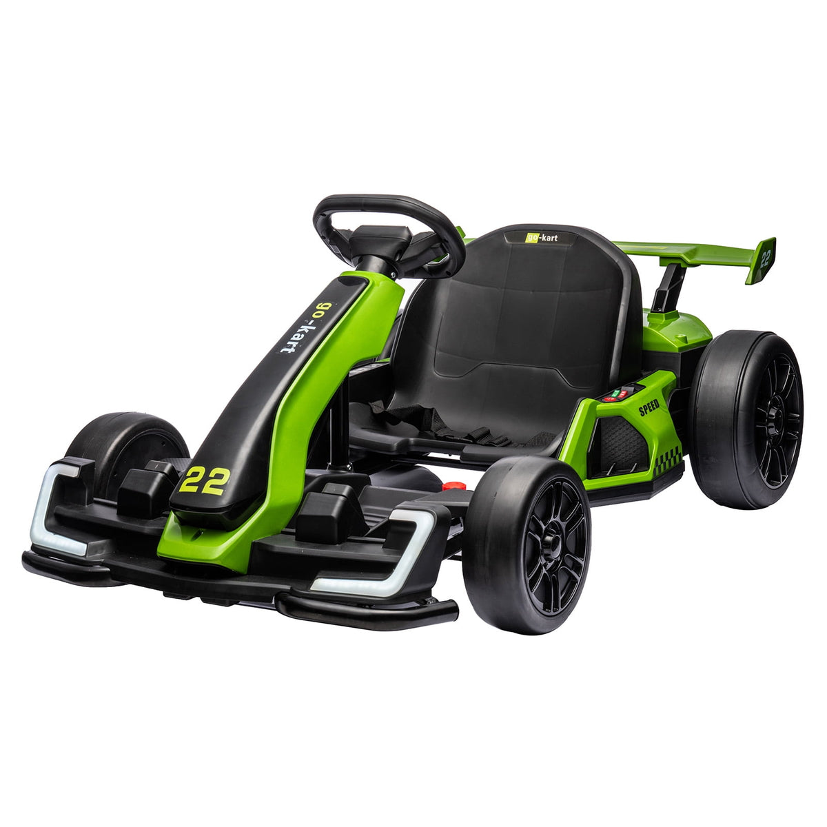 24V Kids Electric Go Kart, 300W Drift Ride-On Car with Dual 150W Motors - Adjustable Seat, 4 Speed Modes, 8.5mph Max, LED Lights, Music & Horn, Safety Belt, Outdoor Racing Toy - Red