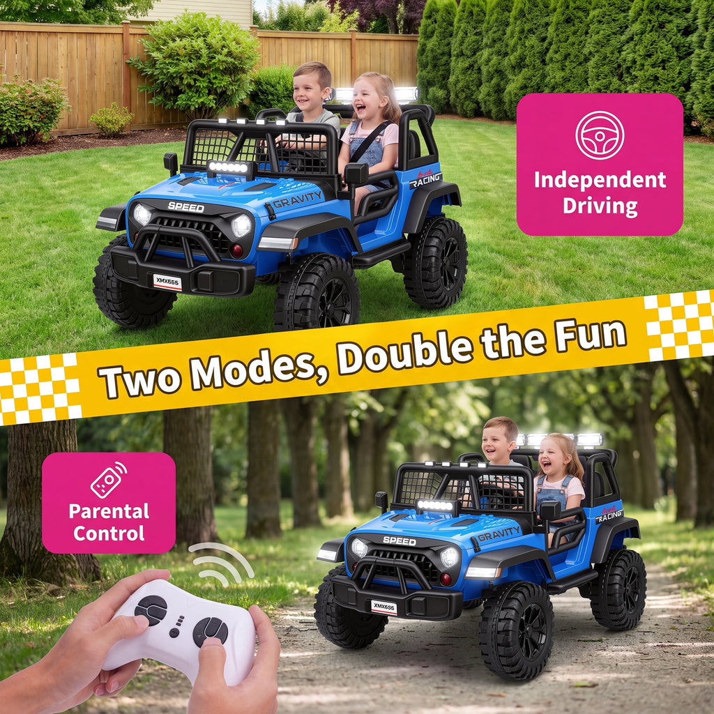 Farmdex 24 Volt 2 Seater Electric Truck Car for Kids, 400W Ride on Cars with Remote Control, Color Led Lights, Bluetooth Music, Spring Suspension,Powered Ride On Toys Gift for Boys & Girls