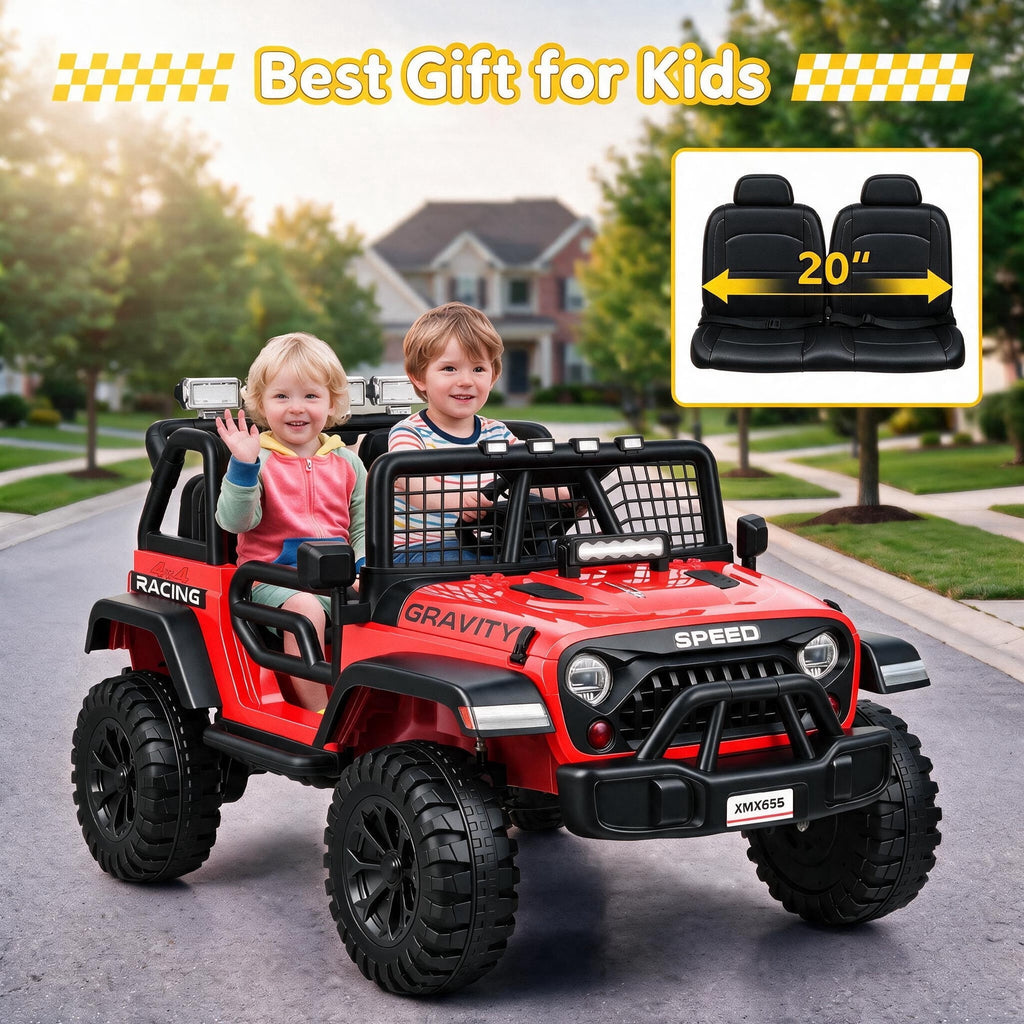 Farmdex 24 Volt 2 Seater Electric Truck Car for Kids, 400W Ride on Cars with Remote Control, Color Led Lights, Bluetooth Music, Spring Suspension,Powered Ride On Toys Gift for Boys & Girls