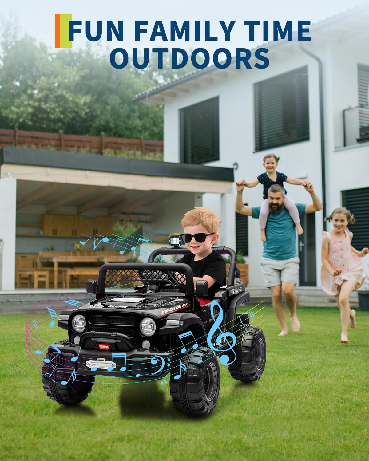 12V Electric Ride-On Truck, 4-Wheel Ride-On Car with Remote Control, 12V 7Ah Battery, Spring Suspension, LED Lights, Music, 66 Lbs