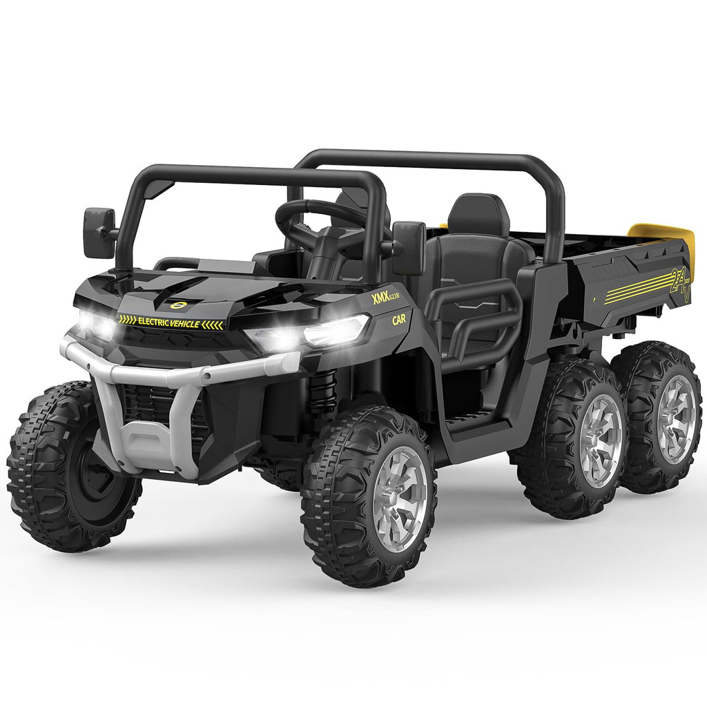 Ride On Dump Truck for Kids Ride On Car with Remote Control Electric UTV Vehicles with Electric Dump Bed, 4WD Power Ride-on 6 Wheels Ride On Toys for Boys Girls