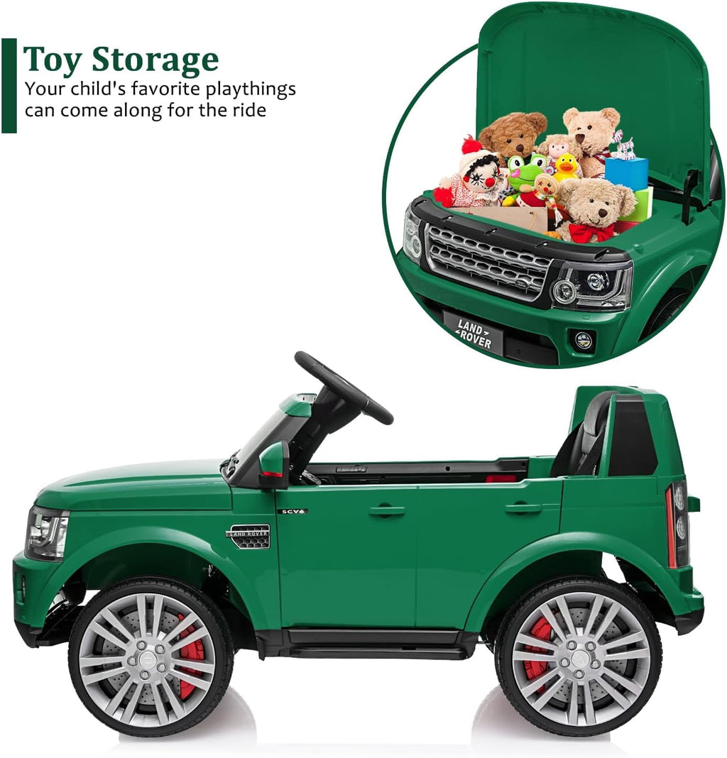 12V Licensed Land Rover Ride-On Car, 2x25W Motors, 4.5Ah Battery, 3 Speeds up to 4.5 MPH, Parent Remote, Spring Suspension, LED Lights