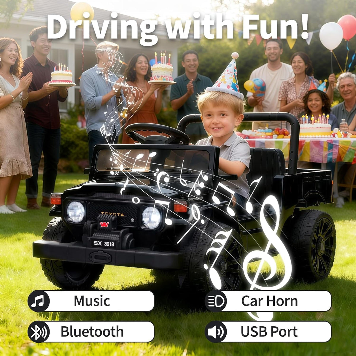 12V Licensed Toyota Ride-On Pickup Truck, Electric Ride-On Car with Remote Control, Lift-Up Dump Bed, Suspension, Bluetooth, Music, 3.73 MPH