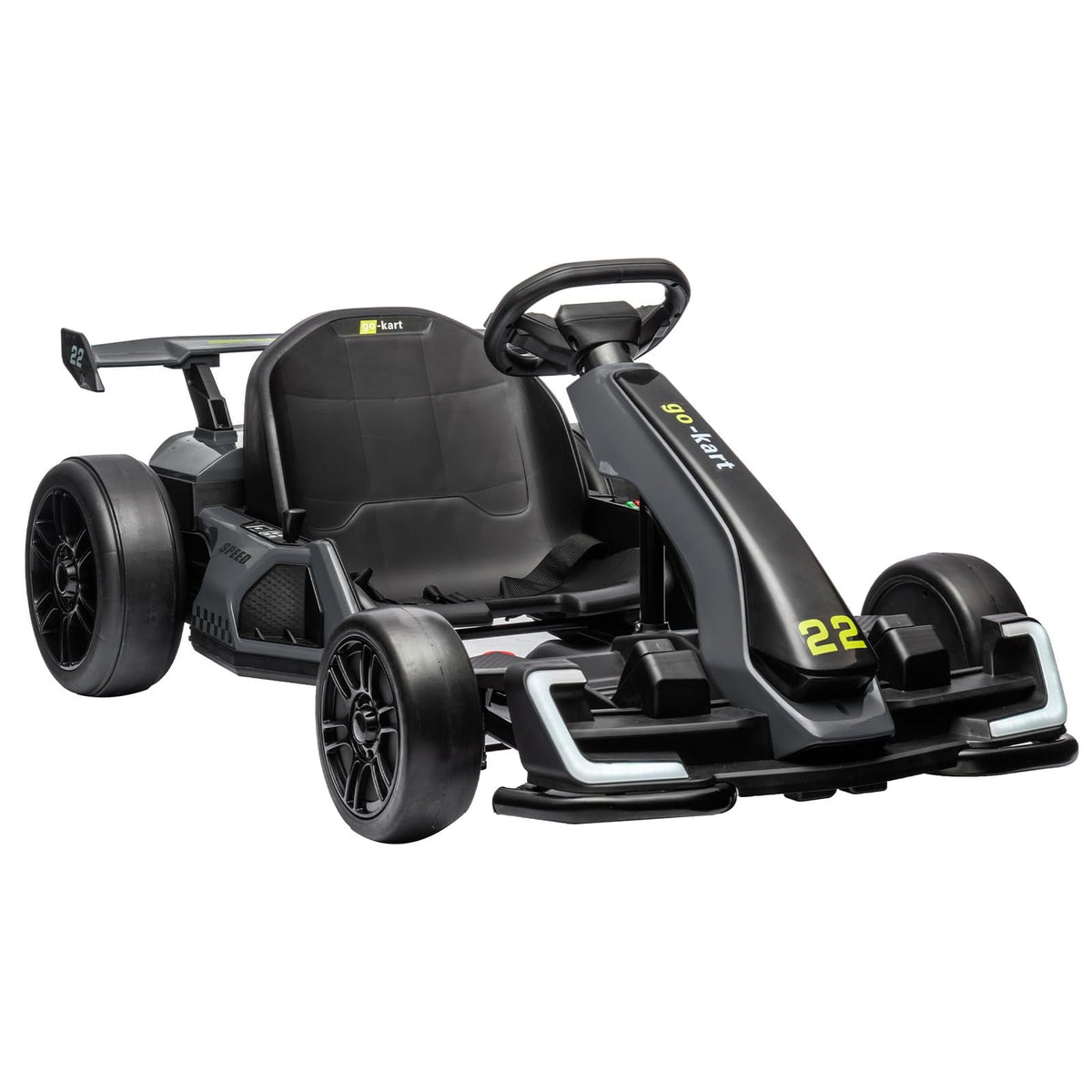 TROPOW Kids Cars Electric Ride On,24V Kids Go Kart,300W Powerful Electric Drift Kart Car with Adjustable Seat,IDE On Toy with 4 Speed Mode,Brake Pedal for Age 6-12,Christmas Gift for Kids,Gray