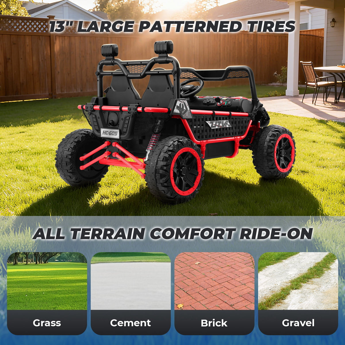 Farmdex 24V Ride on Car Truck, 2 Seater Electric UTV w/Remote Control, 21.5" Spacious Seat Ride on Toy for Kids Aged 3-10, Music, Storage, LED Light, Blue