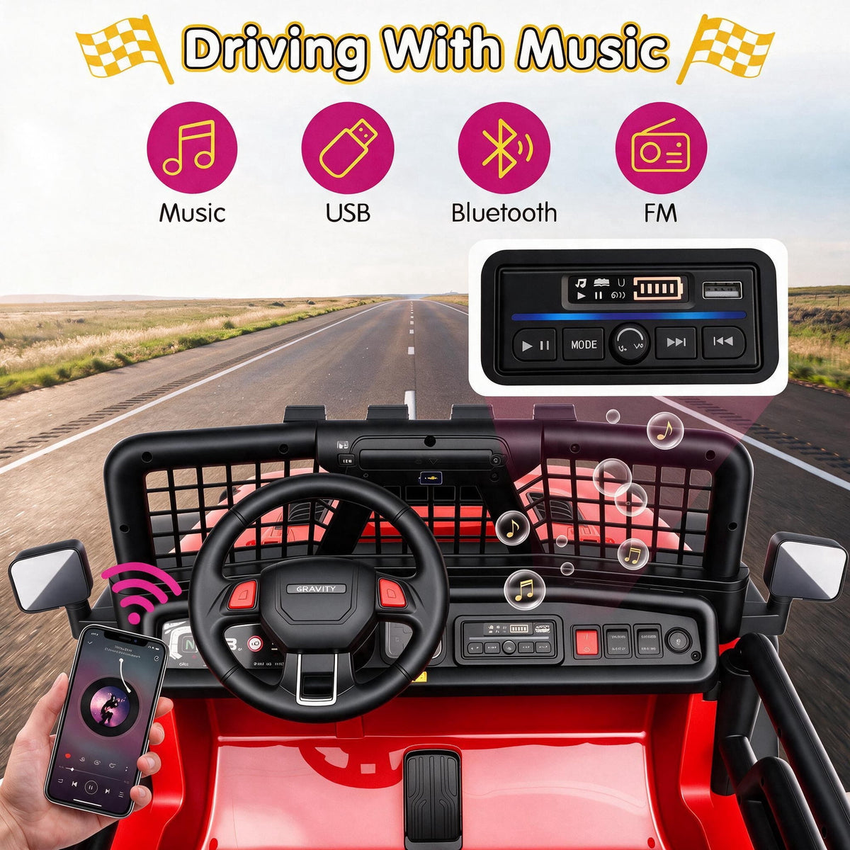 Farmdex 24 Volt 2 Seater Electric Truck Car for Kids, 400W Ride on Cars with Remote Control, Color Led Lights, Bluetooth Music, Spring Suspension,Powered Ride On Toys Gift for Boys & Girls