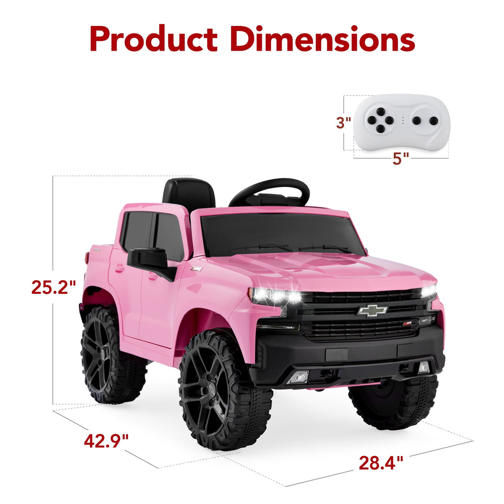 Best Choice Products 12V 2.5 MPH Licensed Chevrolet Silverado Ride On Truck Car Toy w/ Parent Remote Control - Pink