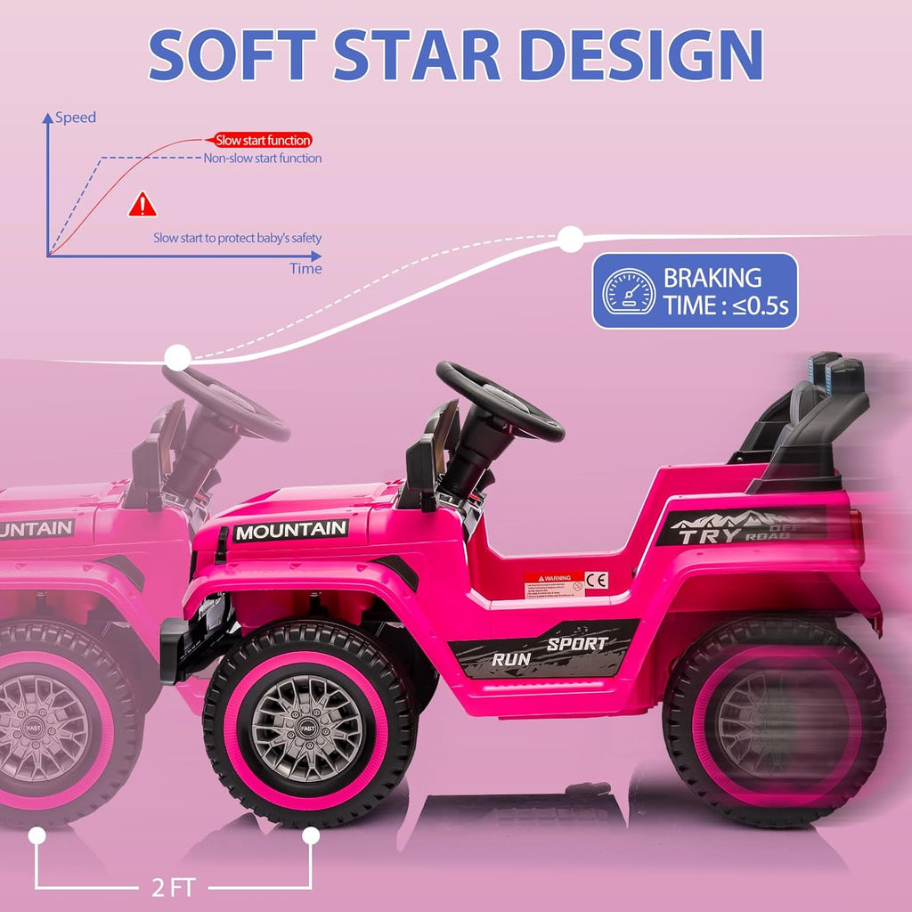 12V Ride-On Electric Car with Parent Remote Control, Dual 35W Motors, 3 Speeds, Spring Suspension, LED Lights, Music, Horn, 66 lbs