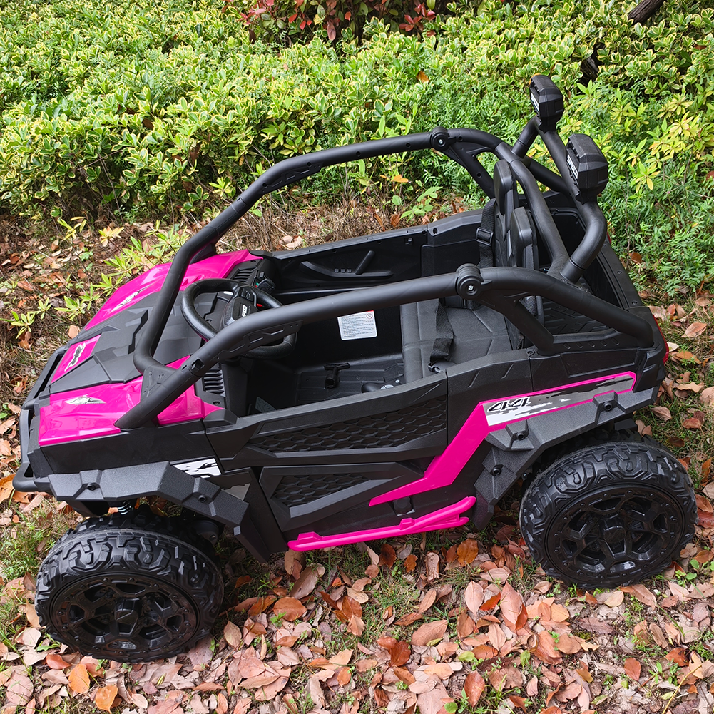 Sunnyfree 24 Volt Ride on Toys for Kids, 4WD 2 Seater Electric UTV Ride on Car with 800W Powerful Motors, Remote Control, Power Car Wheels, Four-Wheel Suspension, Bluetooth Music, LED Lights, Black