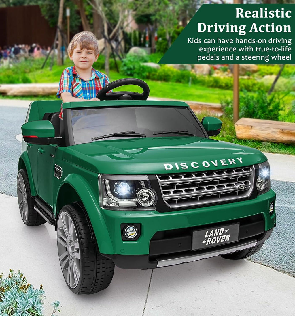 12V Licensed Land Rover Ride-On Car, 2x25W Motors, 4.5Ah Battery, 3 Speeds up to 4.5 MPH, Parent Remote, Spring Suspension, LED Lights