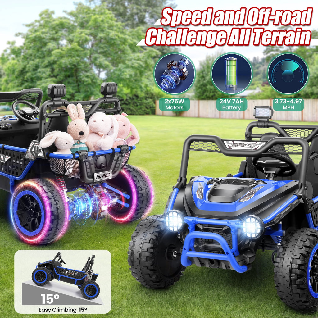 VIBESPARK XXL 24V Ride on Toys for Big Kids Ages 3-8, Key Start Metal Frame UTV with Power Display, 7AH Ride on Cars w/ 150W Motors, Bluetooth, Volume Knob, Safety Belt, Max 5mph, Pink