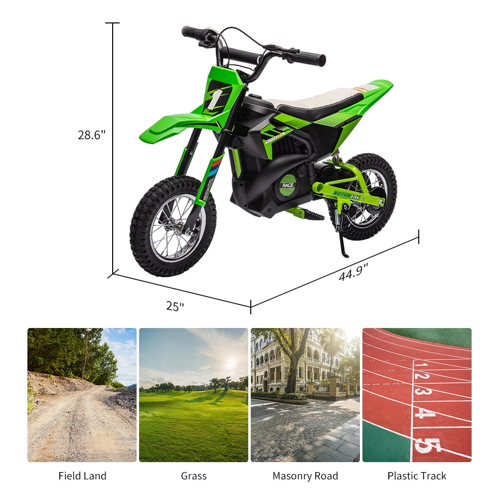 High-Speed 24V 250W Electric Off-Road Motorcycle – 13.6MPH Dirt Bike for Kids & Teens, Leather Seat, Disc Brake, Chain Drive, Air Tires, Twist Throttle, Ages 8-13, Red