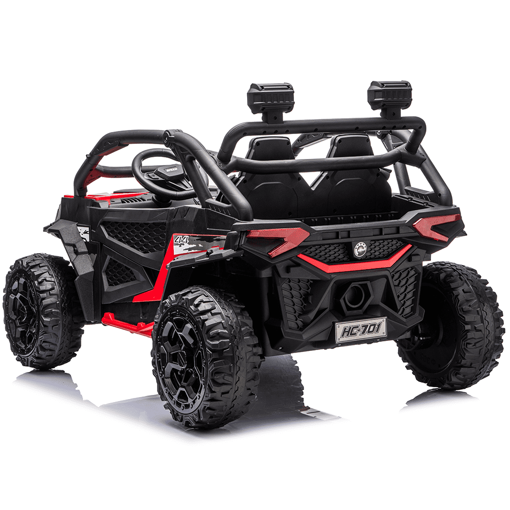 Zukpow 24V Ride Ons for Kids, 2 Seater Electric Car with Remote Control, 4x200W Motors, Power Car Wheels Ride on Toys UTV with Bluetooth Music, USB, Slow Start, LED Lights, Rear Storage Box, Black