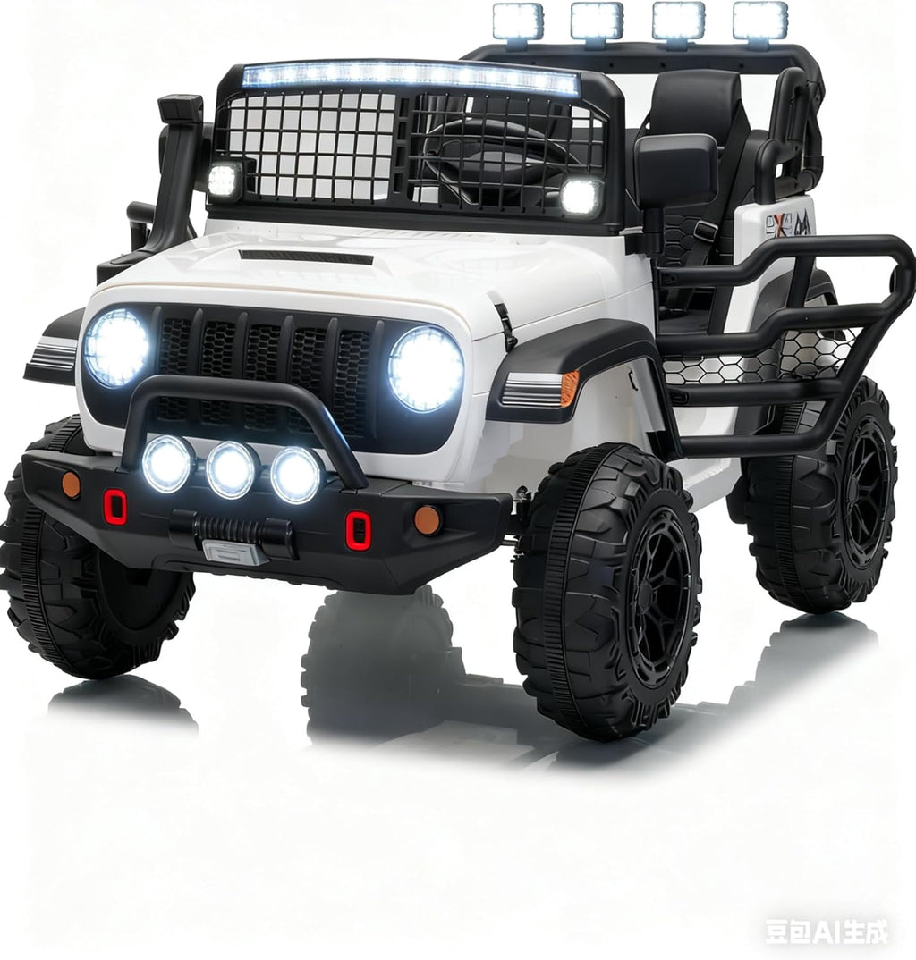 24V 2-Seater Electric Ride-On Car, 2x200W Motors, Parent Remote Control, 4-Wheel Shock Absorbers, 1.8-4 MPH, Bluetooth, LED Lights, 132 Lbs