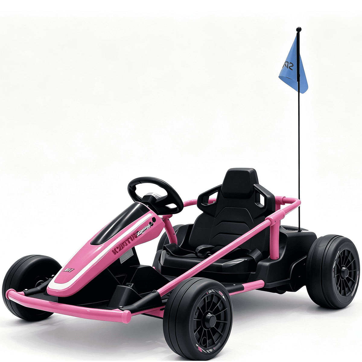 Sunnyfree 24 Volt Ride on Toys for Kids, 14Ah Electric Go Kart with Remote Control, 5–10 MPH, Drift Function, 2×200W Motors, Bluetooth Music, LED Lights, Seat Belt, Pink