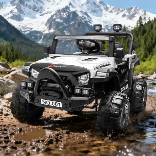 12V Kids Electric Ride-On Car – Parent Remote Control, 3 Speeds, Safety Locking Doors, 3-Point Harness, Spring Suspension, wireless Music, LED Lights, Anti-Slip Tires, Foot Brake, Battery Powered Toy