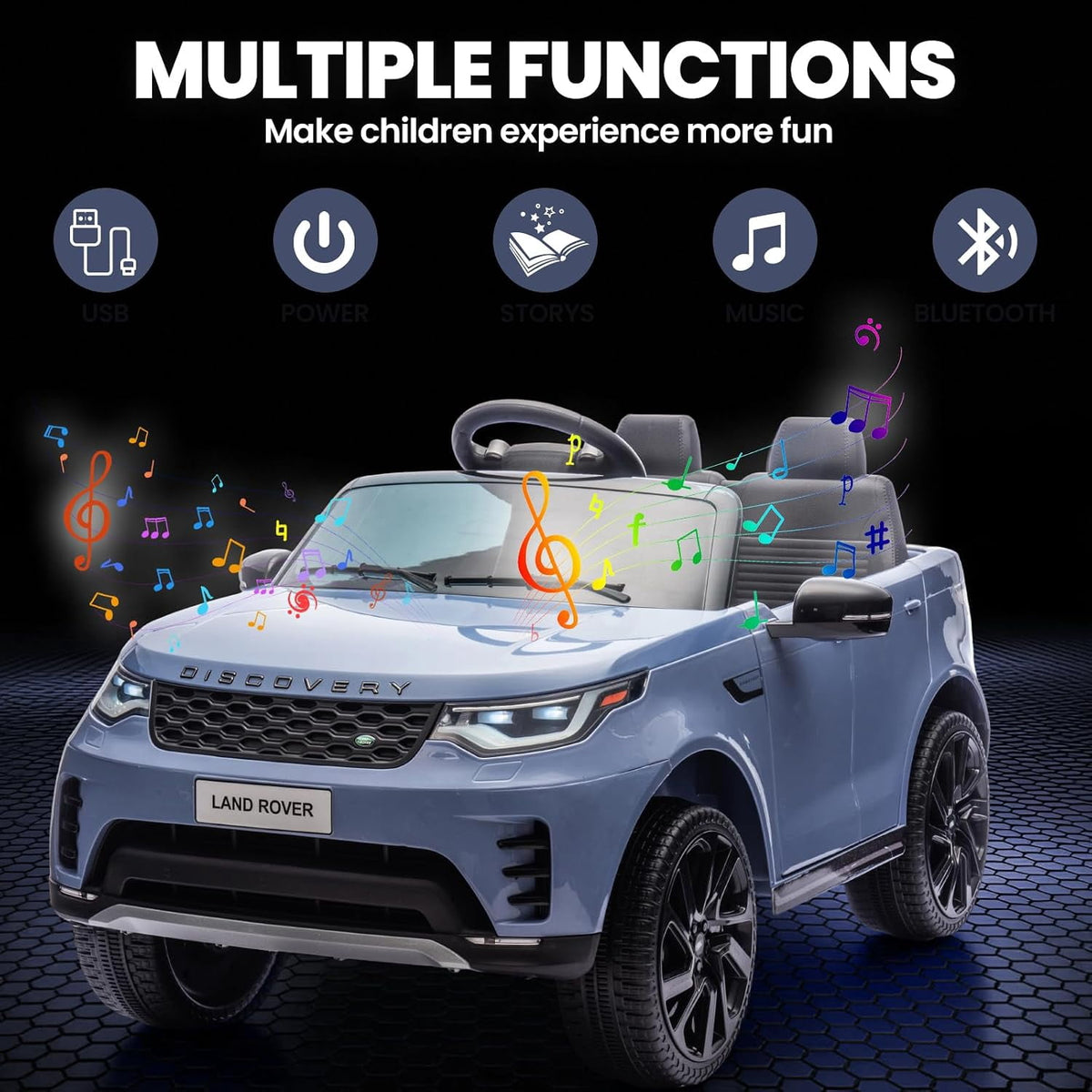 12V 4.5Ah 2-Seater Electric Ride-On Car with Parent Remote Control, Soft Start, 3 Speeds, LED Lights, Music and Safety Belt,White