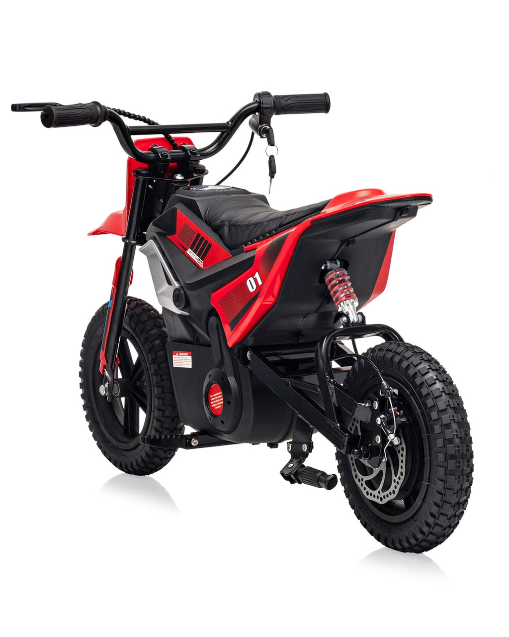 24V 350W Electric Dirt Bike for Kids - 13.7 MPH Max Speed, 12 Mile Range, Rear Suspension, Twist Grip Throttle, Key Start, Hand Brake - Built-in Music & wireless, Ride-On Motorcycle Toy, Red