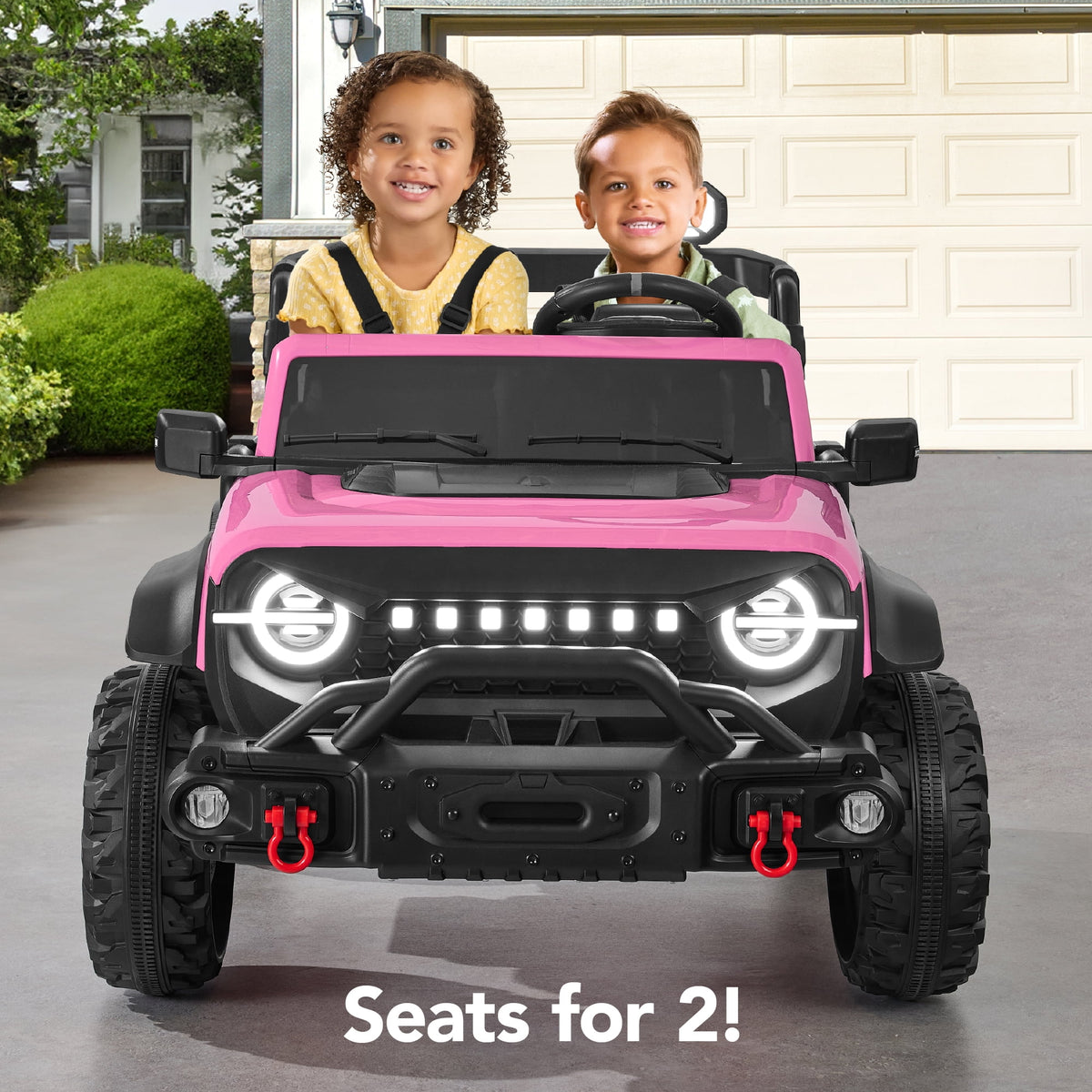 Best Choice Products Kids 24V 2-Seater Electric Ride-On Car Truck w/ Parent Control, Bluetooth, LED Lights - Red