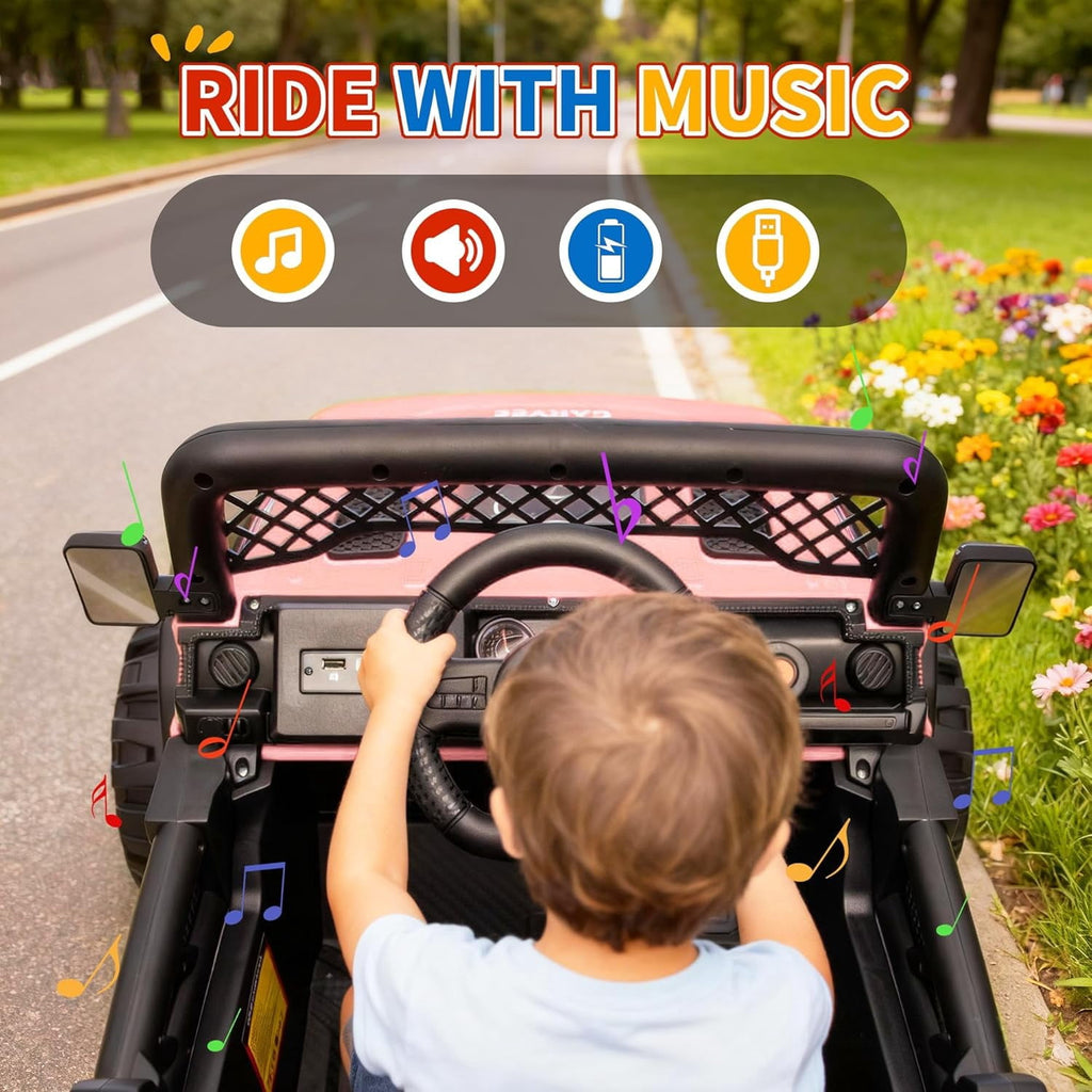 12V Electric Ride-On Truck, 4-Wheel Ride-On Car with Remote Control, 12V 7Ah Battery, Spring Suspension, LED Lights, Music, 66 Lbs