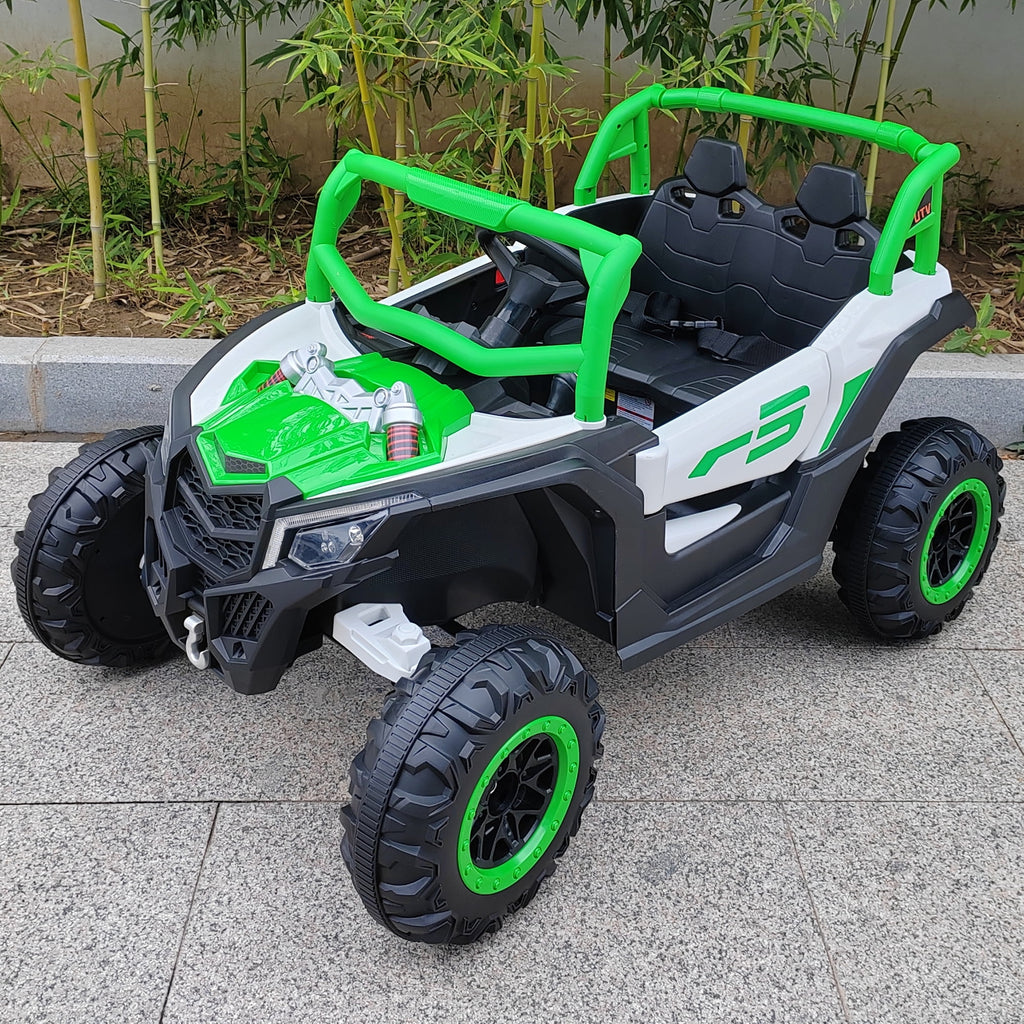 Sunnyfree 24 Volt Ride on Toys, 4WD Electric Car for Kids, Power Car Wheels with Remote Control, Bluetooth, Spring Suspension, LED Light, Pink