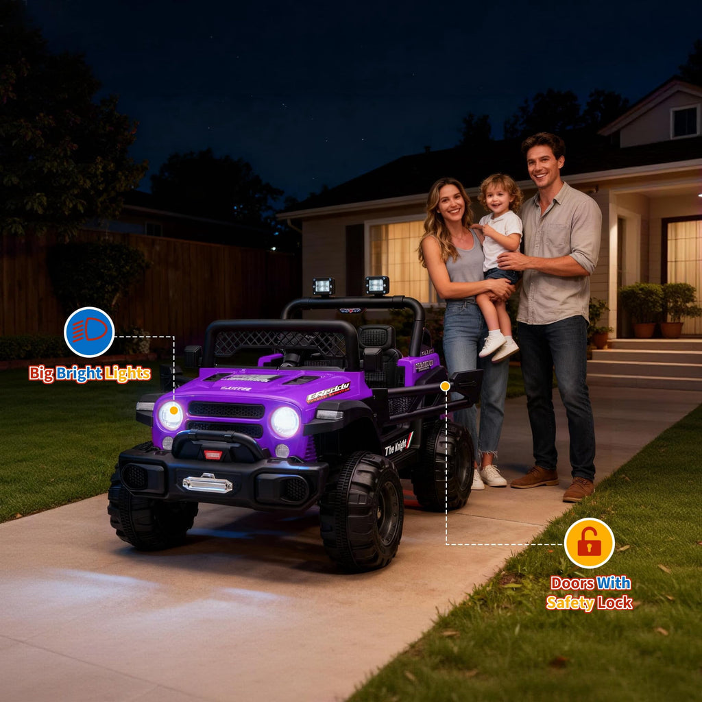 12V Kids Ride-On Truck – Dual 550W Motors, Remote Control, 3-Speed up to 6MPH, Spring Suspension, LED Lights, Music, Safety Belt, Storage – Electric Toy Car for Kids Ages 2-8 – Rose Red