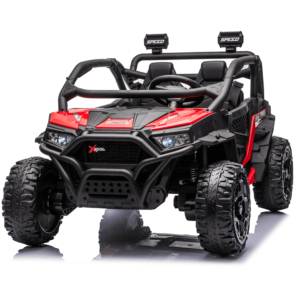 Zukpow 24V Ride Ons for Kids, 2 Seater Electric Car with Remote Control, 4x200W Motors, Power Car Wheels Ride on Toys UTV with Bluetooth Music, USB, Slow Start, LED Lights, Rear Storage Box, Black