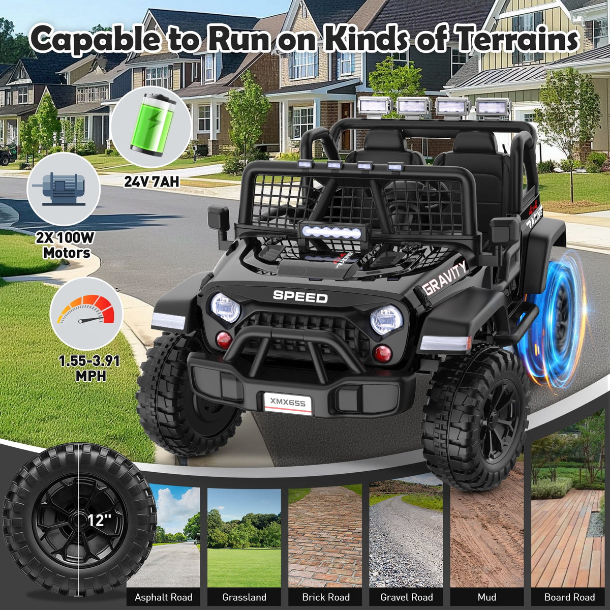 Funcid 24 Volt Ride on Toys with Remote Control, 400W 2-Seater Ride on Cars with Colored LED Lights & Battery Indicator, Electric Car for Kids w/ Bluetooth, Light Control, Volume Knob, Pink