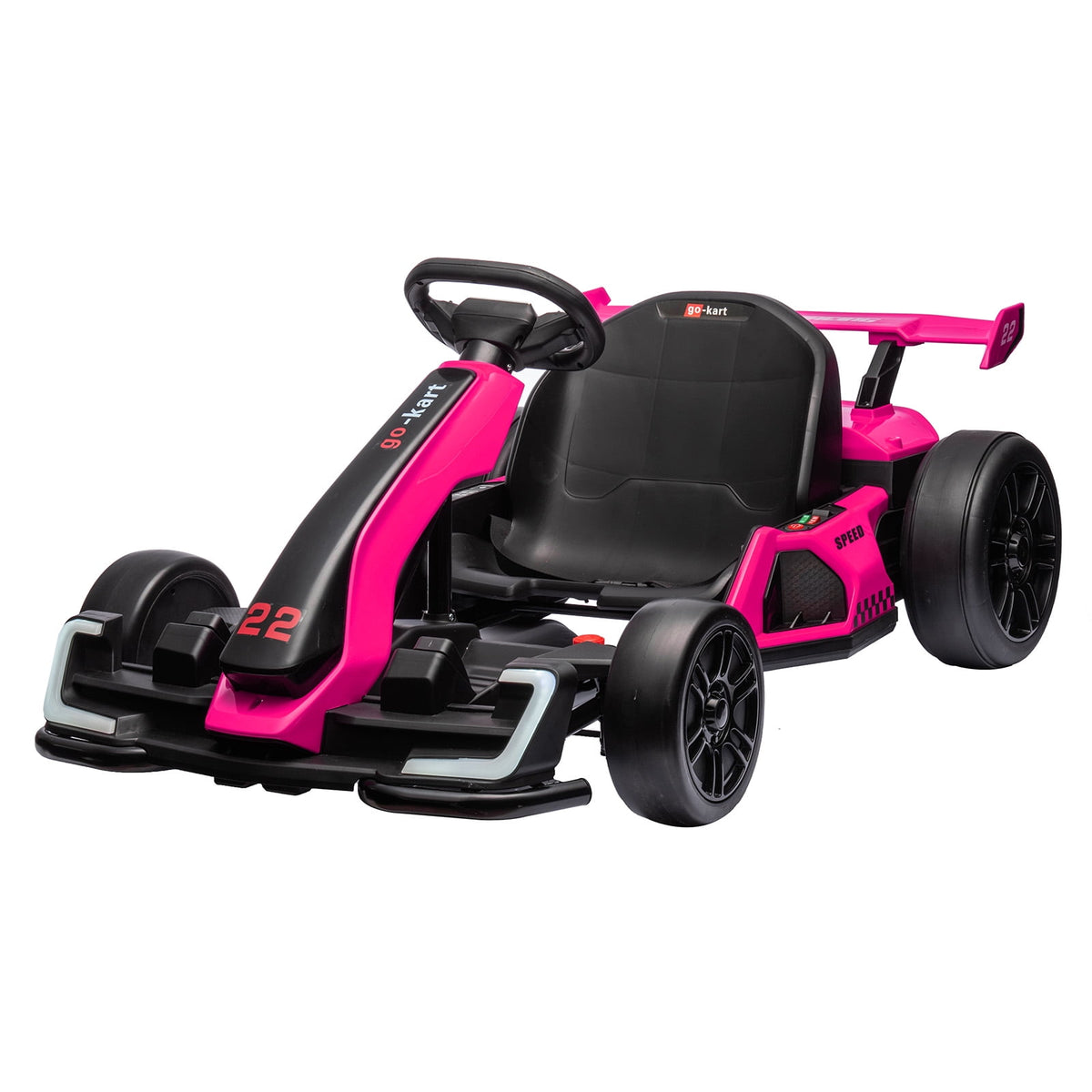 24V Kids Electric Go Kart, 300W Drift Ride-On Car with Dual 150W Motors - Adjustable Seat, 4 Speed Modes, 8.5mph Max, LED Lights, Music & Horn, Safety Belt, Outdoor Racing Toy - Red
