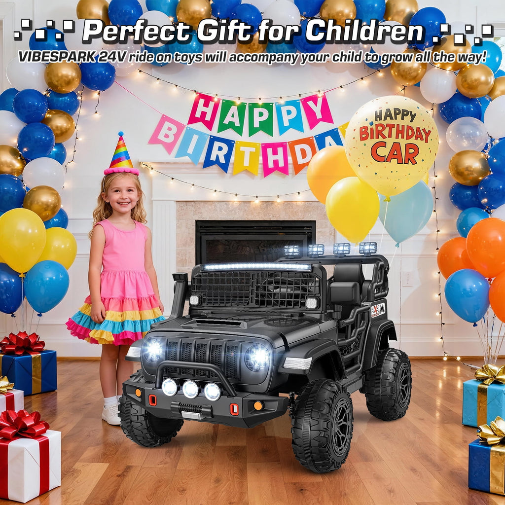 Funcid 24 Volt Ride on Toys, 2-Seater Electric Car, 400W Ride on Cars with Remote Control, Ride on Truck W/ Bluetooth, Music, Power Display, High/Low Speed, Light Control, Suspension, Pink