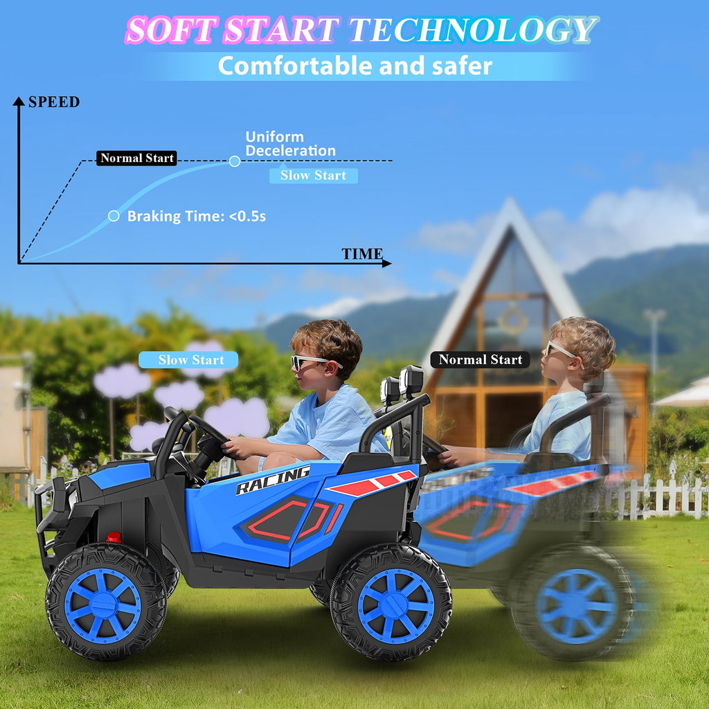 Funcid 24 Volt Ride on Toys, 2-Seater Ride on Cars with Remote Control, 400W Electric Car, Ride on UTV w/ Bluetooth, MP3, Seat Belts, Volume Adjustment, Suspension, Pink