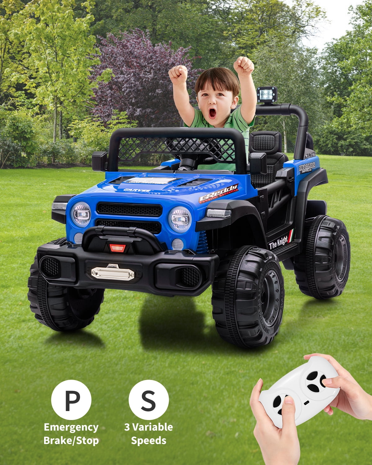 12V Kids Ride-On Truck – Dual 550W Motors, Remote Control, 3-Speed up to 6MPH, Spring Suspension, LED Lights, Music, Safety Belt, Storage – Electric Toy Car for Kids Ages 2-8 – Rose Red