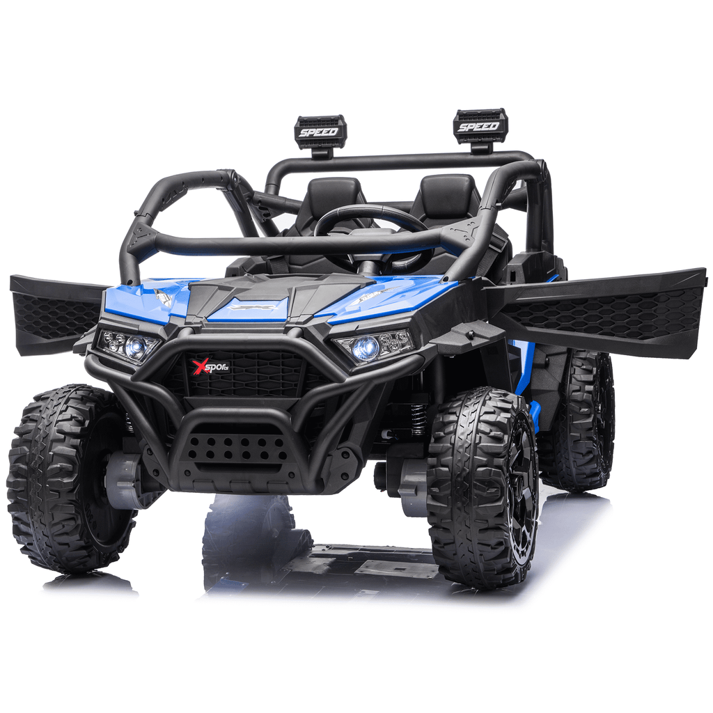 Zukpow 24V Ride Ons for Kids, 2 Seater Electric Car with Remote Control, 4x200W Motors, Power Car Wheels Ride on Toys UTV with Bluetooth Music, USB, Slow Start, LED Lights, Rear Storage Box, Black