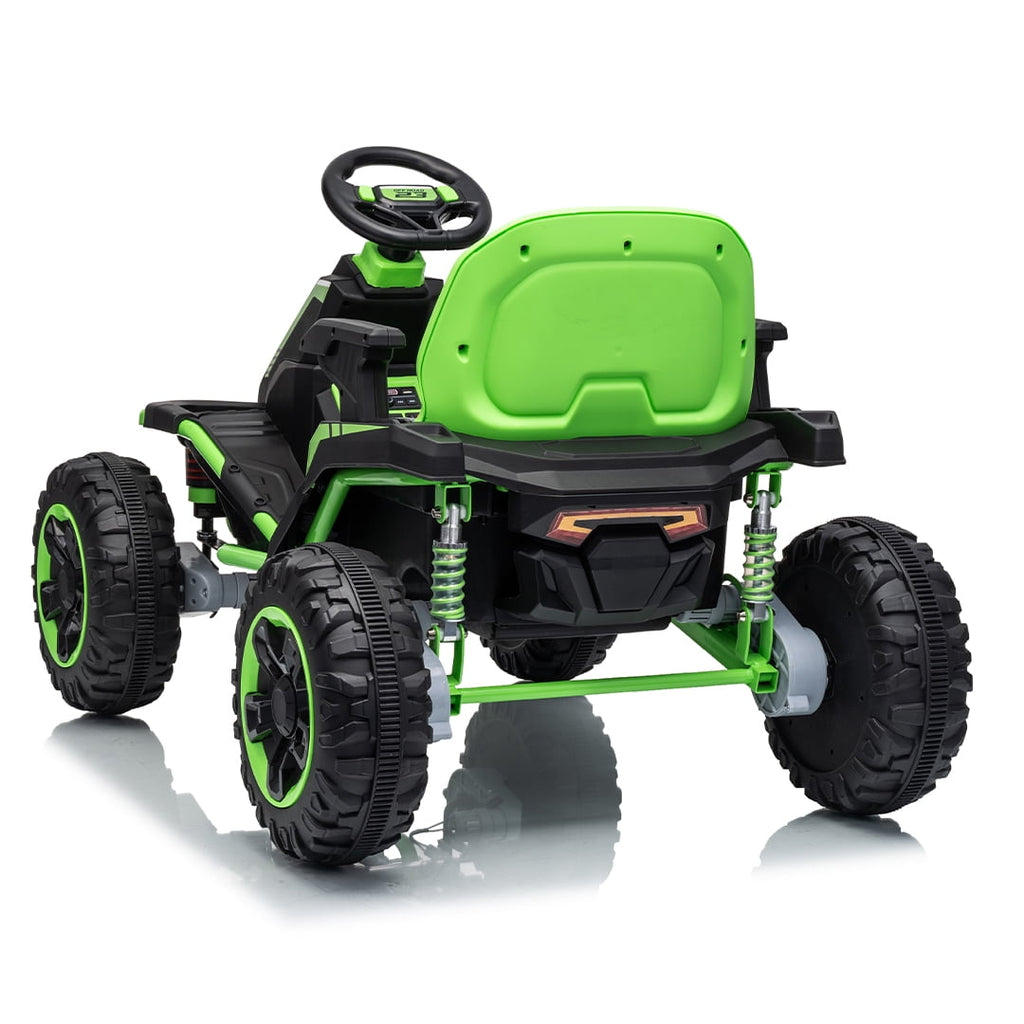 VIBESPARK 36V Ride on Toys for Big Kids Ages 6-12, 600W Ride on Cars up to 5.9 mph, Powerful 4 Wheeler Quad, Ride on ATV W/ Adjustable Seat, Ball-bearing Design, Power Display, Light Control, Green