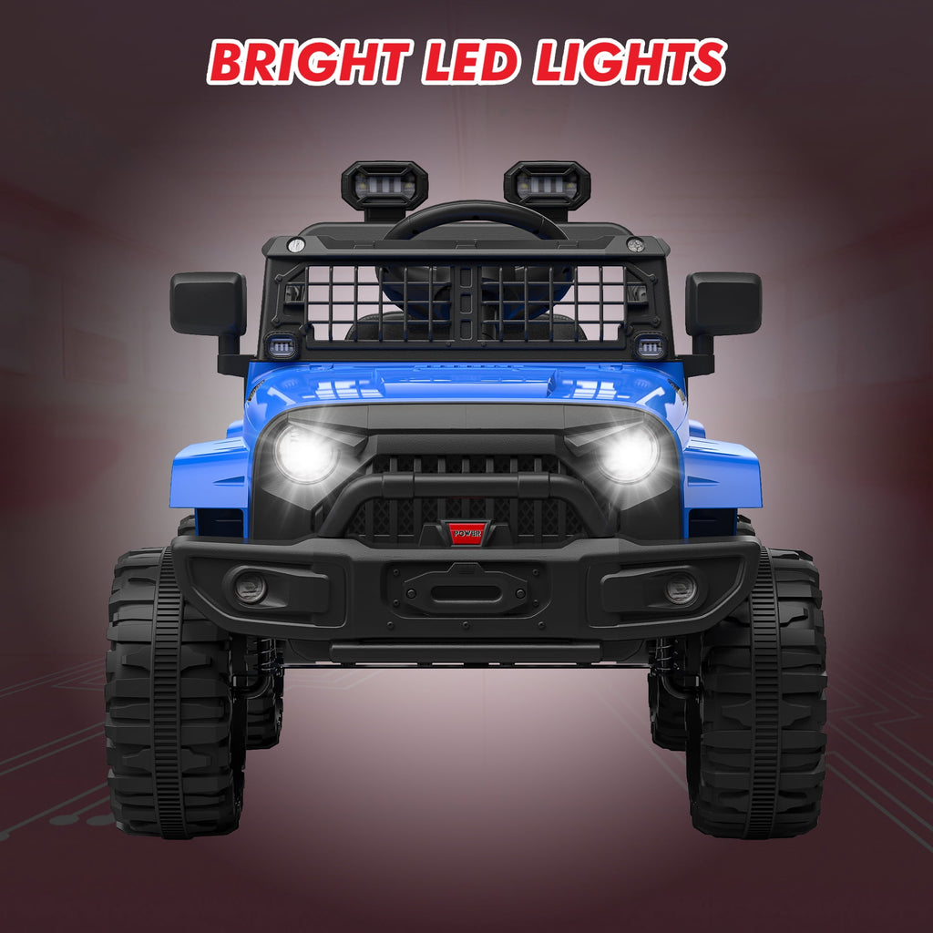 12V Kids Electric Ride-On Truck – Parental Remote Control, Seasonal Suspension, LED Lights, Wireless Connection, 2 Speeds, Standard Test Method Certified, Off-Road Toy Car