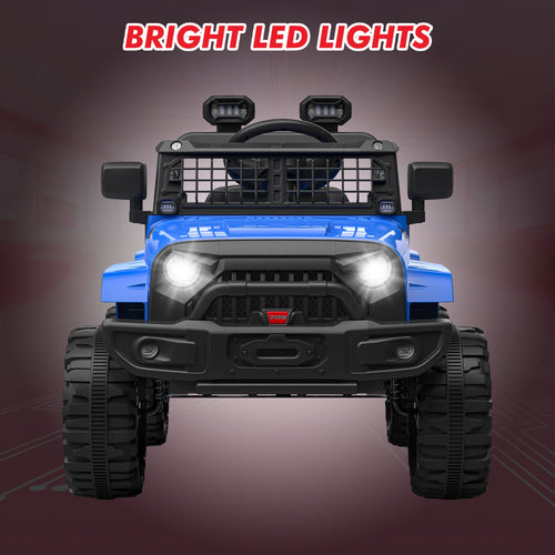 12V Kids Electric Ride-On Truck – Parental Remote Control, Seasonal Suspension, LED Lights, Wireless Connection, 2 Speeds, Standard Test Method Certified, Off-Road Toy Car
