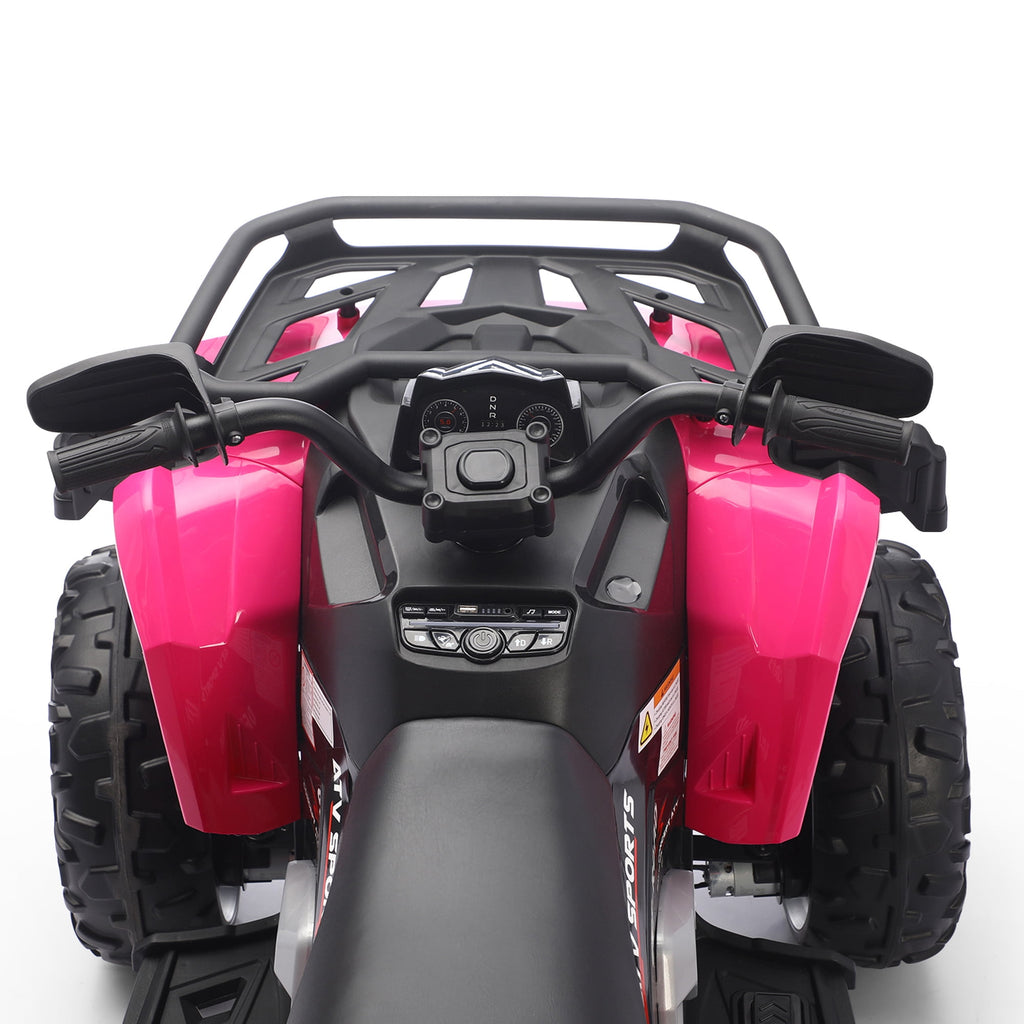 Funride 24 Volt Ride on Toys with Remote Control, Oversized ATV for Kids, 2-Seater 4 Wheeler for Toddlers, Power Car Wheels with Music, Bluetooth, Headlights, EVA Tires, Pink