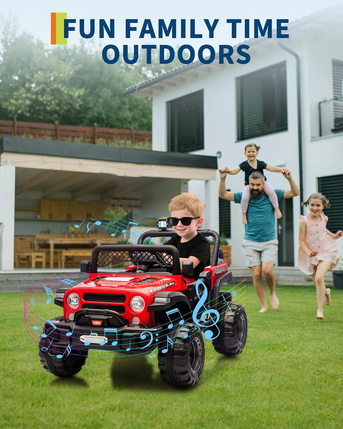 12V Electric Ride-On Truck, 4-Wheel Ride-On Car with Remote Control, 12V 7Ah Battery, Spring Suspension, LED Lights, Music, 66 Lbs
